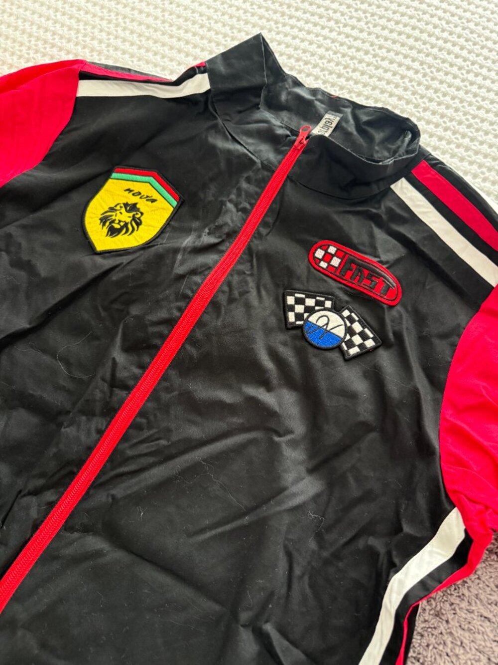 Racing Driver Jumpsuit Costume Adult M/L Red Black Racer Halloween